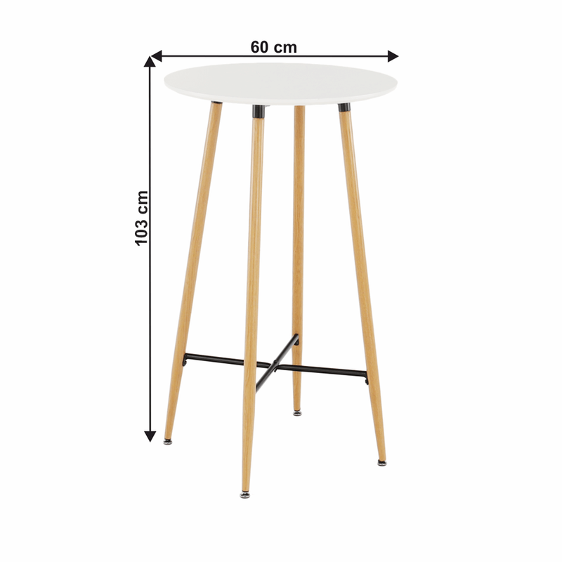 Bárasztal, fehér/tölgy, átmérő 60 cm, IMAM