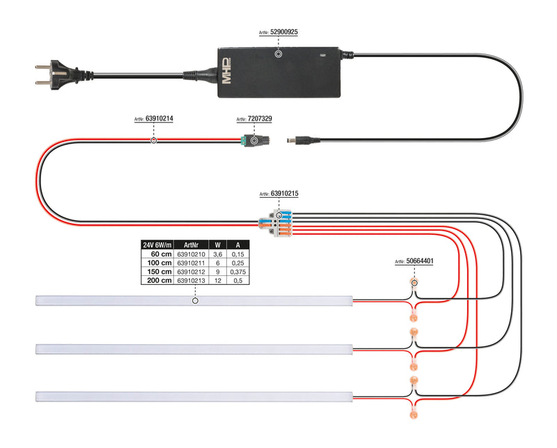 LED világítás G21 akusztikus panelekhez 60 cm, meleg sárga, 24V