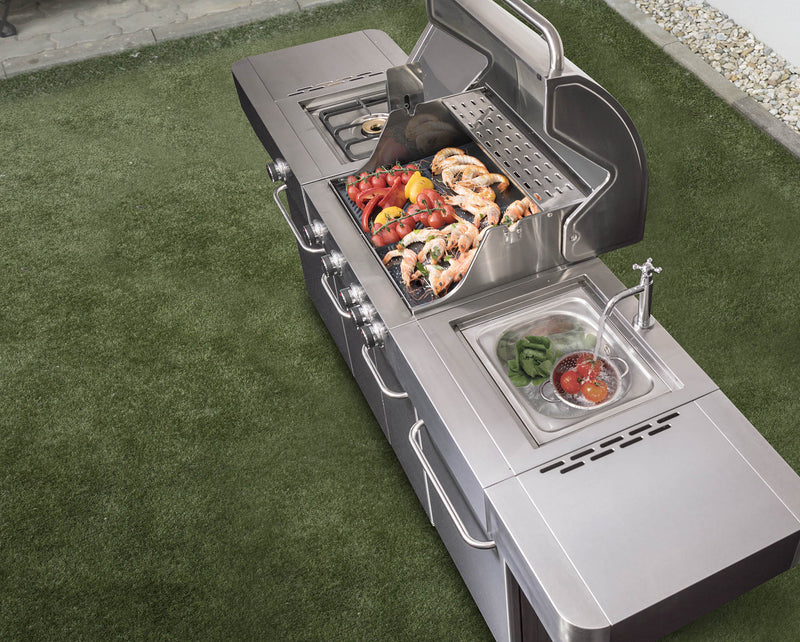 G21 Arizona gázgrill, BBQ Premium Line konyha 6 égőfej + ajándék nyomáscsökkentő