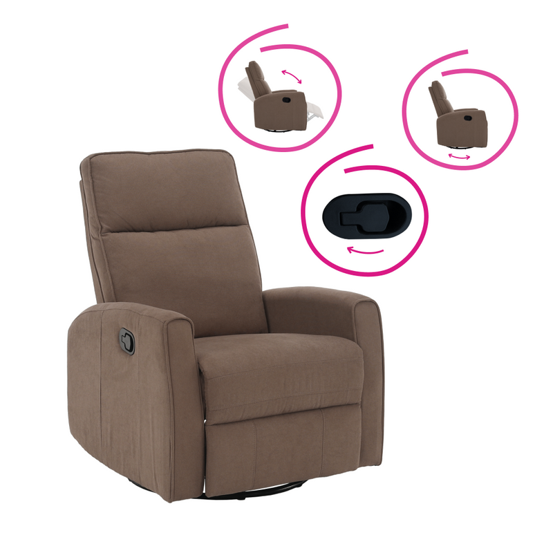 Relax forgószék fotel, szürkésbarna taupe, MEKENZI