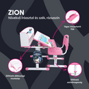 Növekvő íróasztal és szék, rózsaszín/fehér, set ZION