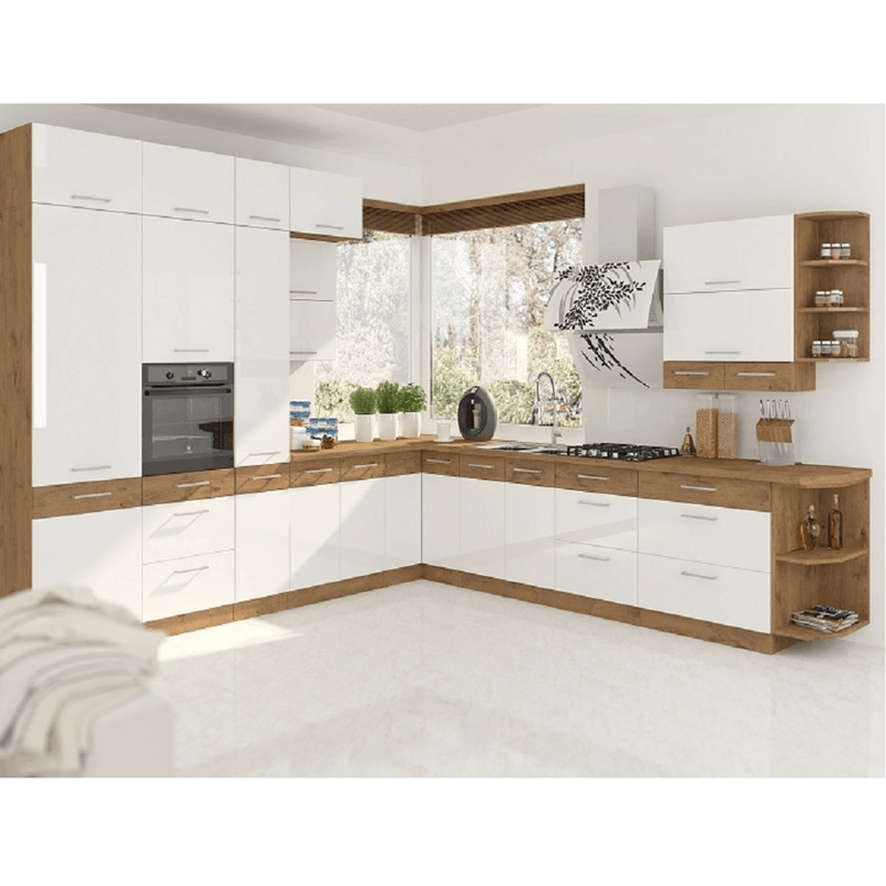 Ajtó beépített mosogatógépre, lancelot tölgy/ fehér extra magas fényű HG, VEGA ZM 570x596