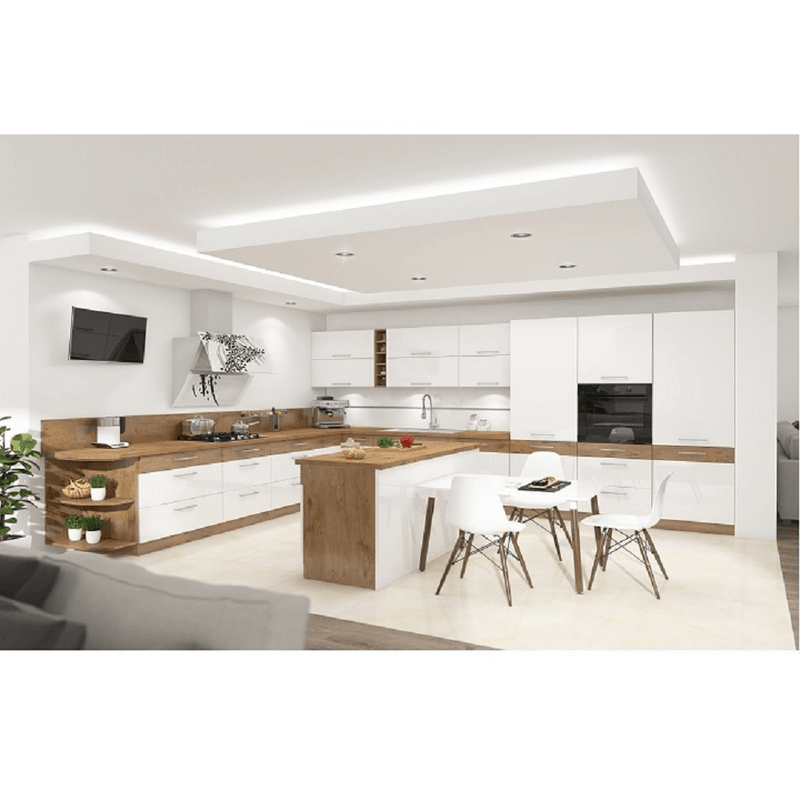 Ajtó beépített mosogatógépre, lancelot tölgy/ fehér extra magas fényű HG, VEGA ZM 570x596