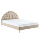 Ágy ágyráccsal, 160x200, bézs Velvet szövet, ISADORA