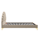 Ágy ágyráccsal, 160x200, bézs Velvet szövet, ISADORA