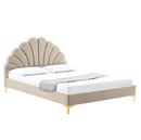 Ágy ágyráccsal, 160x200, bézs Velvet szövet, ISADORA