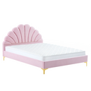 Ágy ágyráccsal, 140x200, rózsaszín Velvet szövet, ISADORA