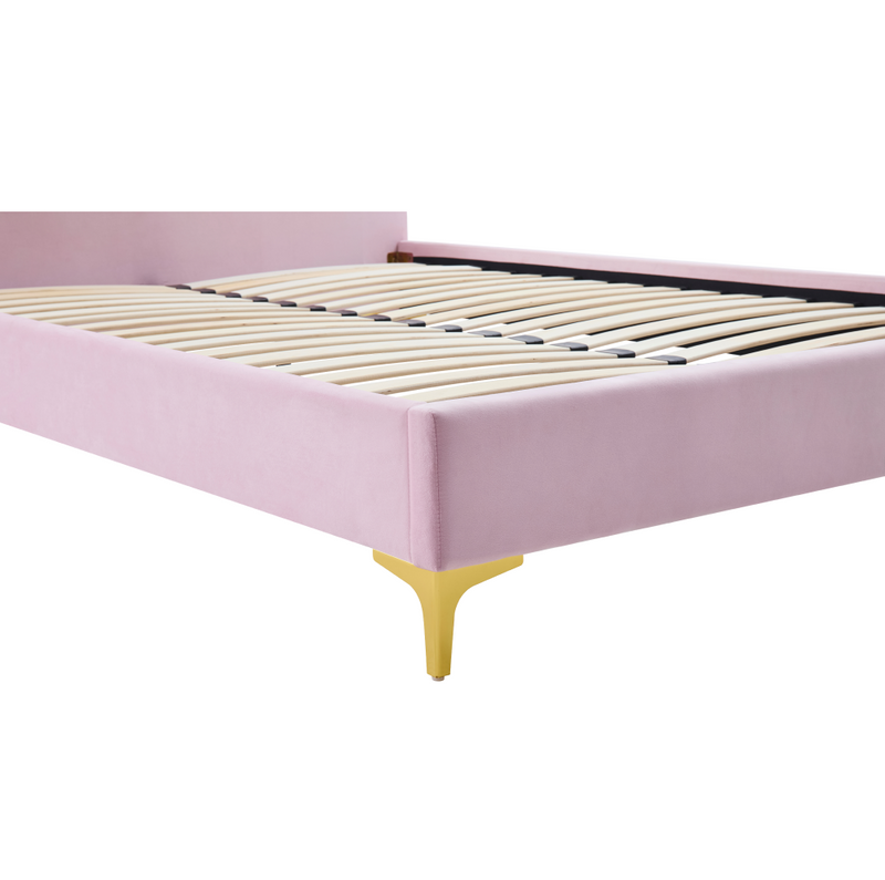 Ágy ágyráccsal, 140x200, rózsaszín Velvet szövet, ISADORA