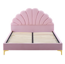 Ágy ágyráccsal, 140x200, rózsaszín Velvet szövet, ISADORA