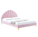 Ágy ágyráccsal, 140x200, rózsaszín Velvet szövet, ISADORA