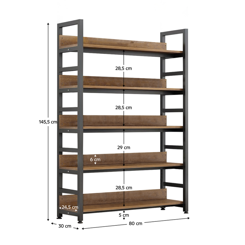 Polcállvány, sötét tölgy/fekete, JANEL TYP 1