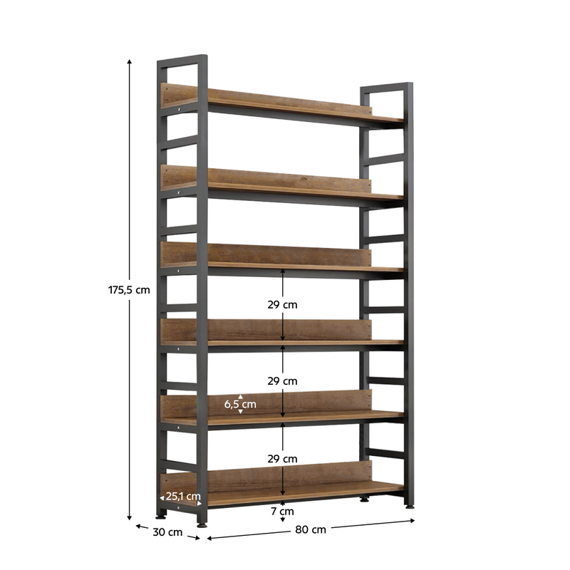 Polcállvány, sötét tölgy/fekete, JANEL TYP 2
