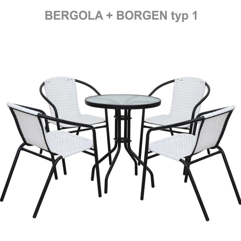 Étkezőasztal, fekete acél/edzett üveg, BORGEN TYP 2