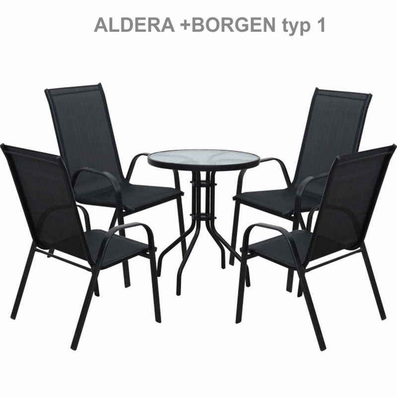 Étkezőasztal, fekete acél/edzett üveg, BORGEN TYP 2
