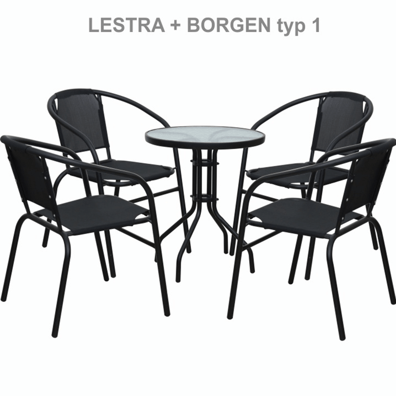 Étkezőasztal, fekete acél/edzett üveg, BORGEN TYP 2