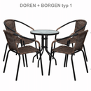 Étkezőasztal, fekete acél/edzett üveg, BORGEN TYP 2