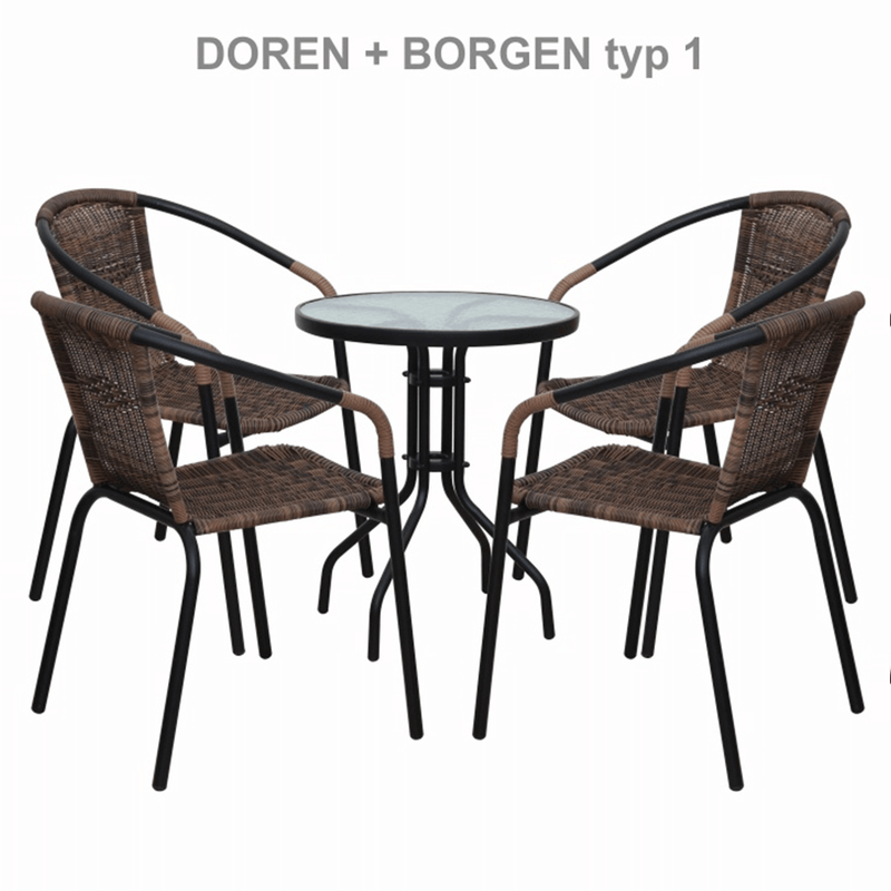 Étkezőasztal, fekete acél/edzett üveg, BORGEN TYP 2