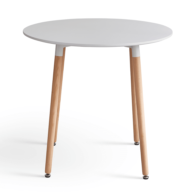 Étkezőasztal, fehér/bükk, átmérő 80 cm, ELCAN NEW TYP 2