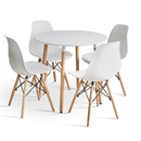 Étkezőasztal, fehér/bükk, átmérő 80 cm, ELCAN NEW TYP 2