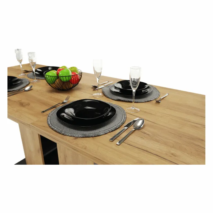 Étkezőasztal, tölgy craft arany/grafit szürke, 155-204x86 cm, FIDEL