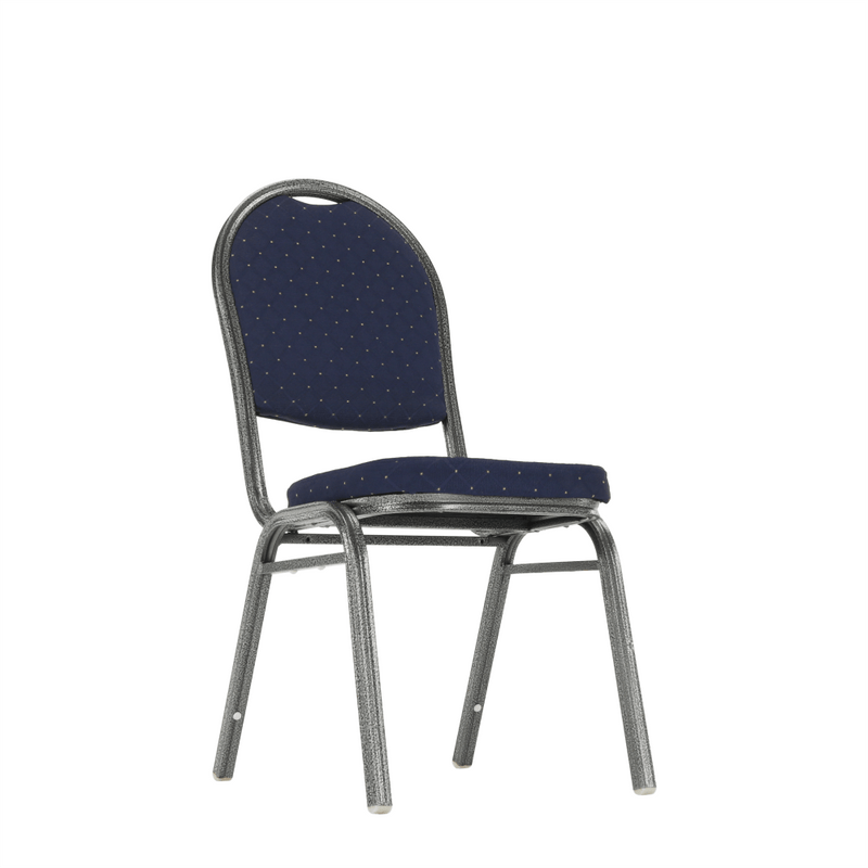 Szék, egymásra rakható, sötétkék szövet/szürke keret, JEFF 2 NEW