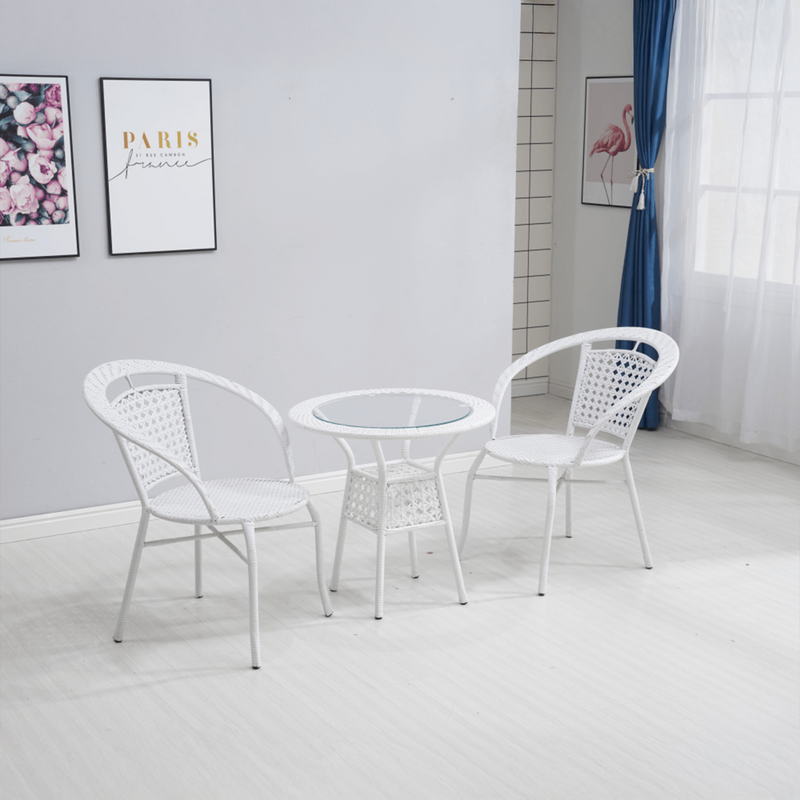 Kerti rattan szett 1+2, fehér, JENAR