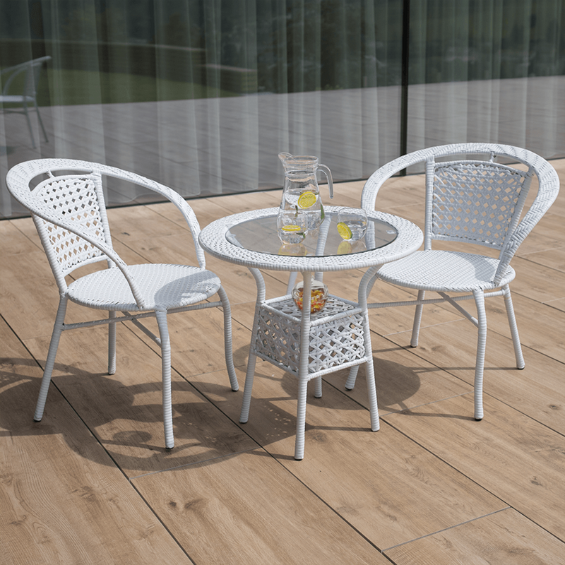 Kerti rattan szett 1+2, fehér, JENAR