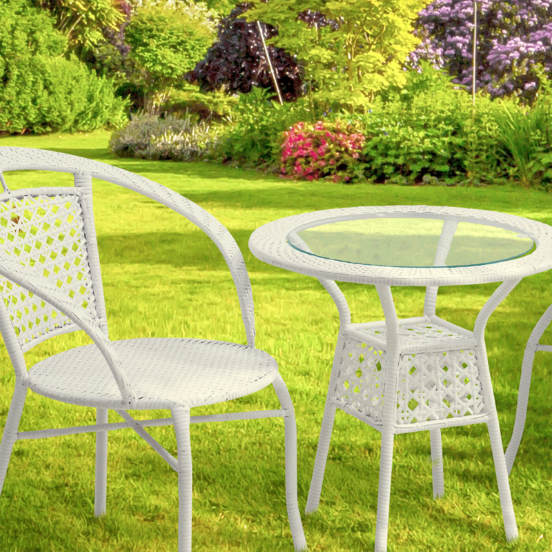 Kerti rattan szett 1+2, fehér, JENAR