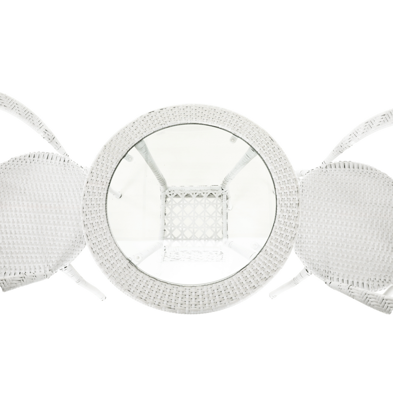 Kerti rattan szett 1+2, fehér, JENAR