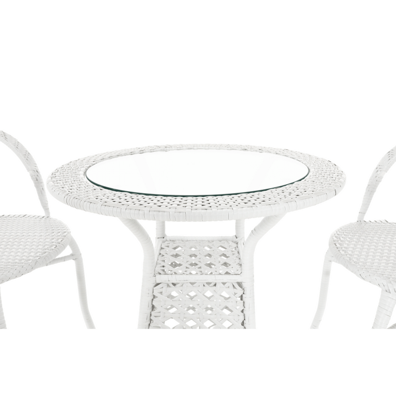 Kerti rattan szett 1+2, fehér, JENAR