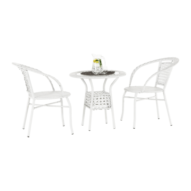 Kerti rattan szett 1+2, fehér, JENAR