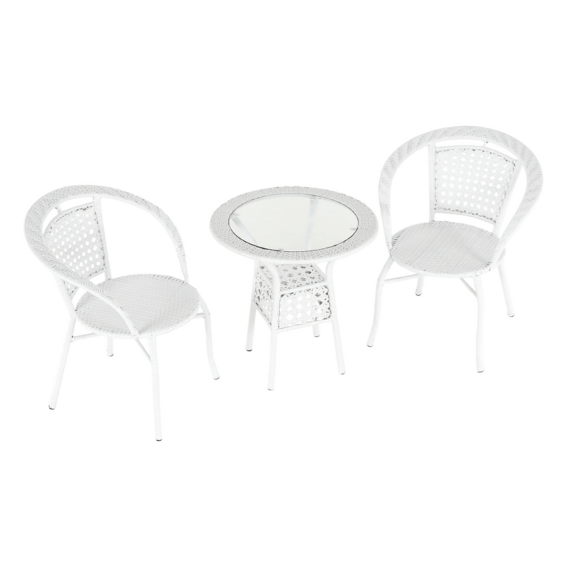 Kerti rattan szett 1+2, fehér, JENAR