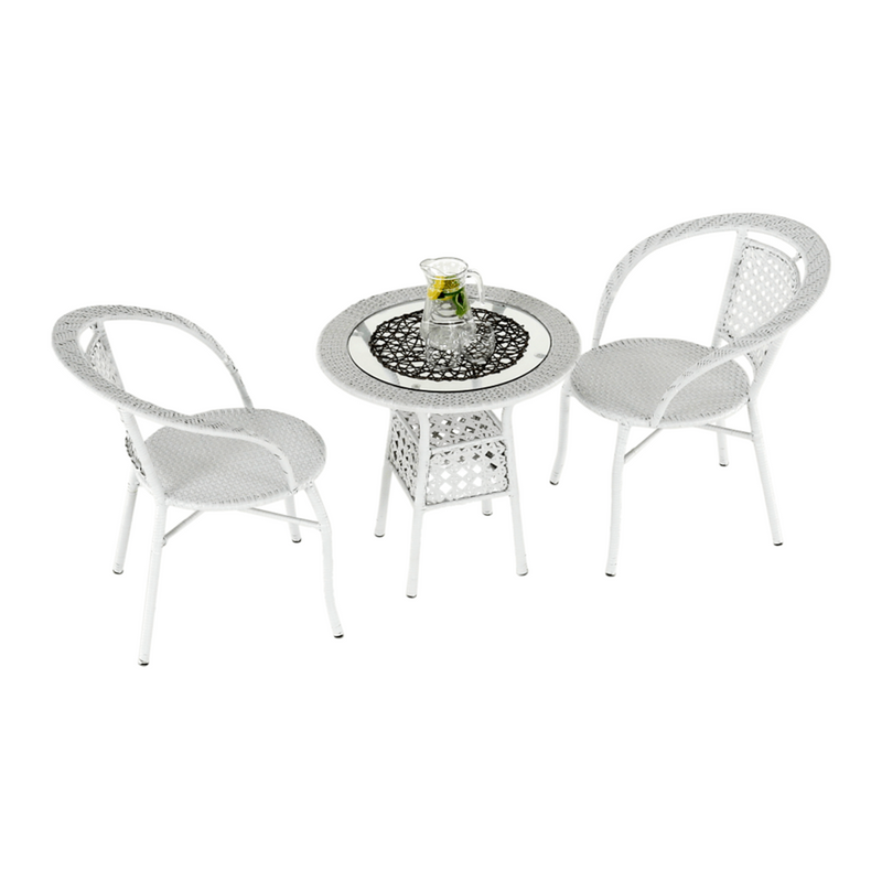 Kerti rattan szett 1+2, fehér, JENAR