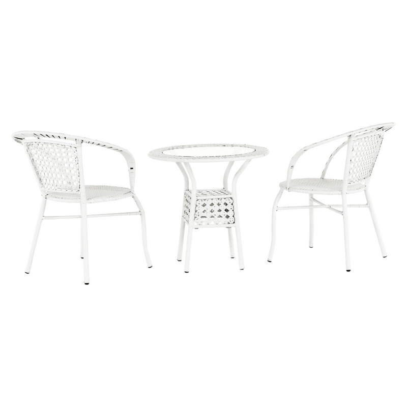 Kerti rattan szett 1+2, fehér, JENAR