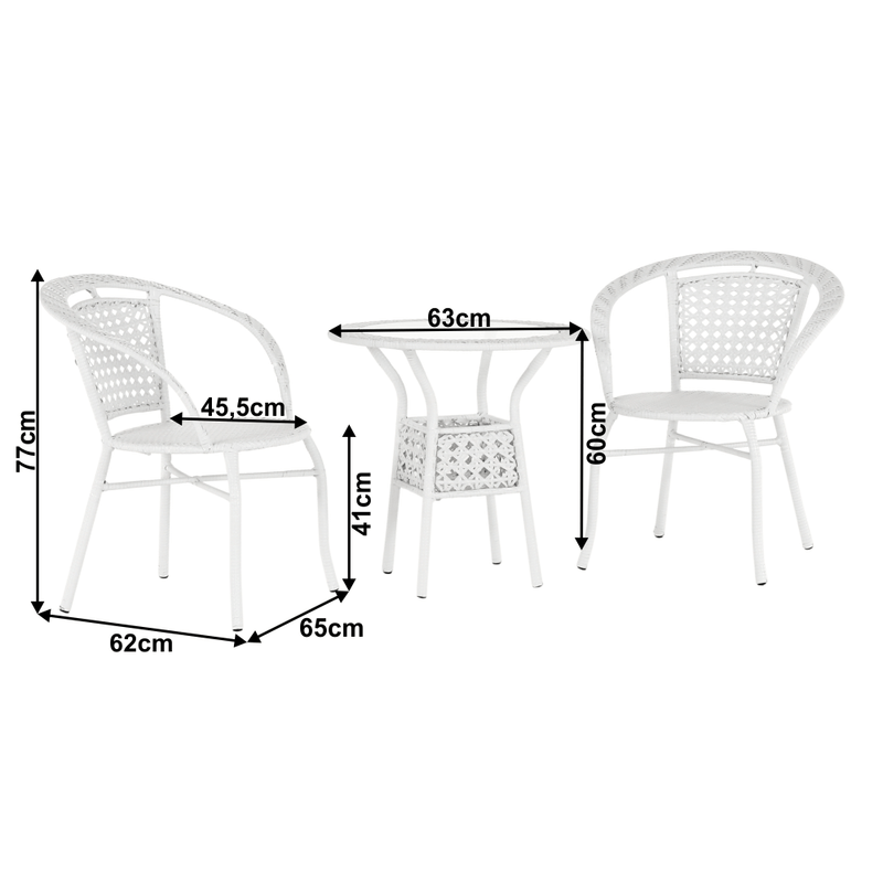 Kerti rattan szett 1+2, fehér, JENAR