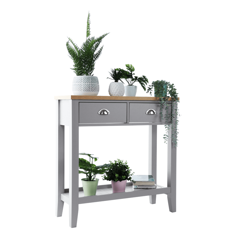 Konzolasztal, szürke/világos dió, JEREVAN