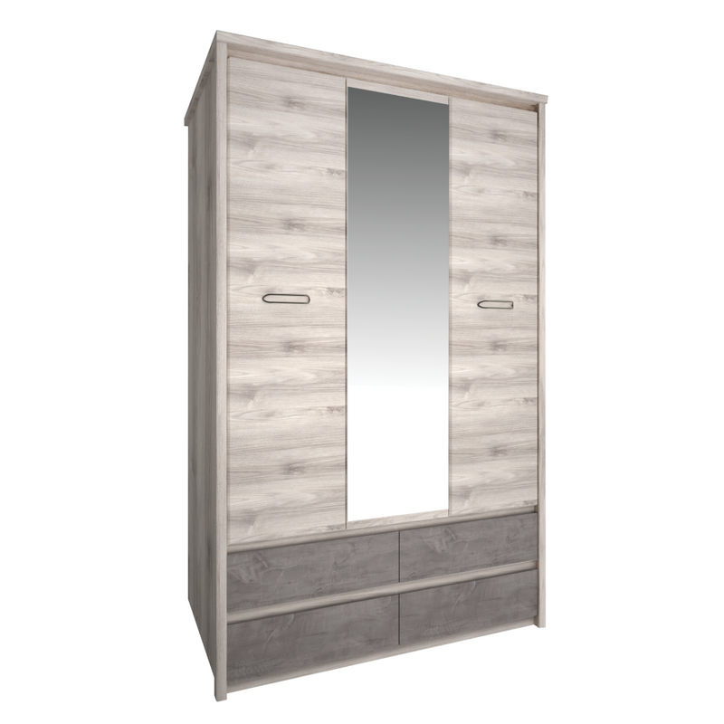 Szekrény tükörrel 3D4S, nairobi gesztenye/onix, JESI NEW