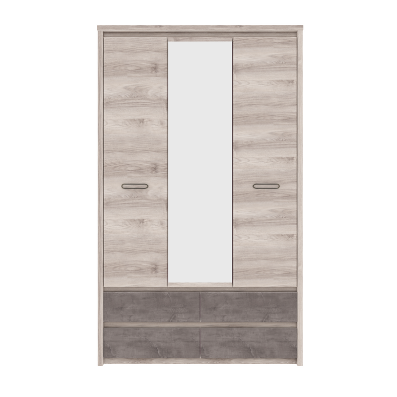 Szekrény tükörrel 3D4S, nairobi gesztenye/onix, JESI NEW