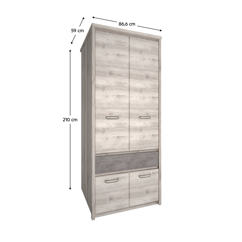 Szekrény 4D1S, nairobi gesztenye/onix, JESI NEW