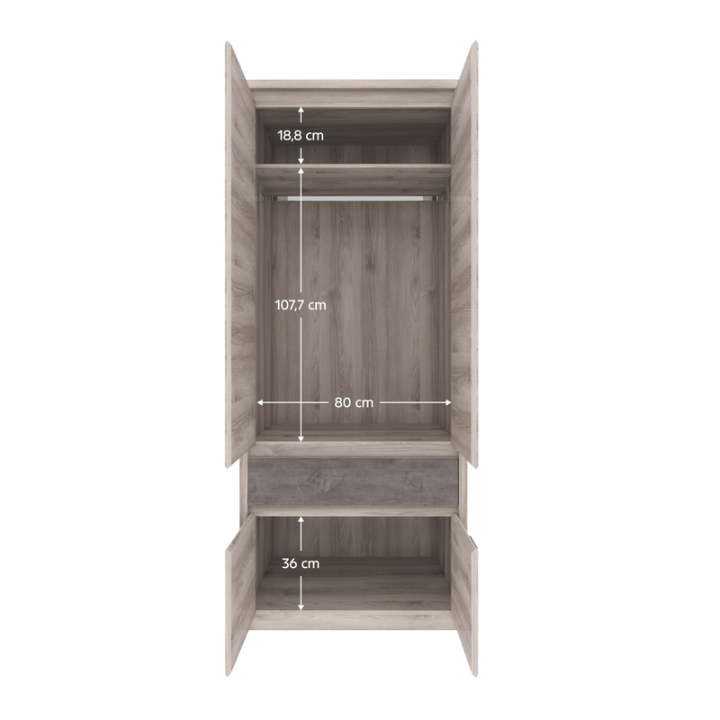 Szekrény 4D1S, nairobi gesztenye/onix, JESI NEW