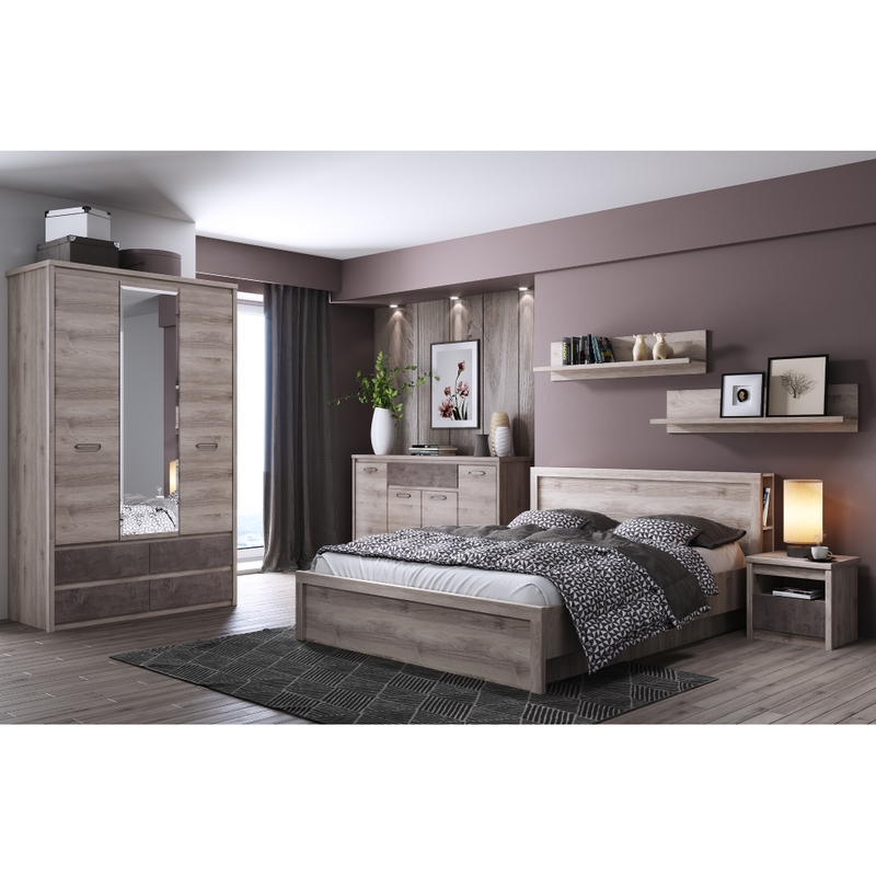 Szekrény tükörrel 3D4S, nairobi gesztenye/onix, JESI NEW