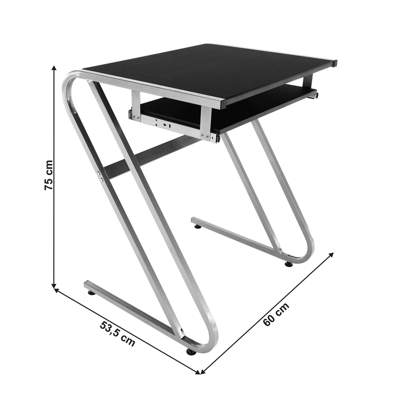 Számítógépasztal, fekete + ezüst, JOFRY