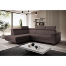 Kinyitható ülőgarnitúra, barna, balos, JOGI ROH