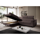 Kinyitható ülőgarnitúra, barna, balos, JOGI ROH