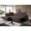 Kinyitható ülőgarnitúra, barna, balos, JOGI ROH