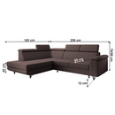 Kinyitható ülőgarnitúra, barna, balos, JOGI ROH