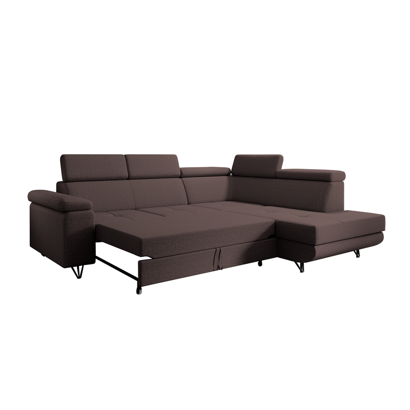 Kinyitható ülőgarnitúra, barna, jobbos, JOGI ROH