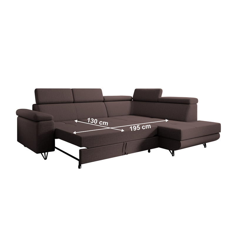 Kinyitható ülőgarnitúra, barna, jobbos, JOGI ROH