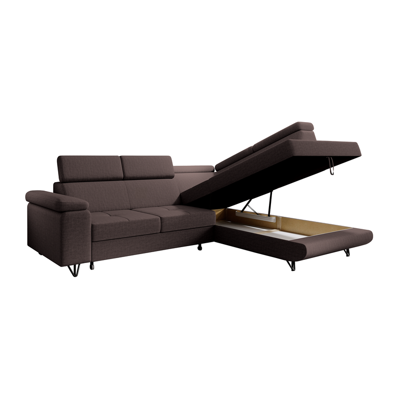 Kinyitható ülőgarnitúra, barna, jobbos, JOGI ROH