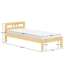 Ágy ráccsal, természetes, fenyőfa, 90x200, JONA